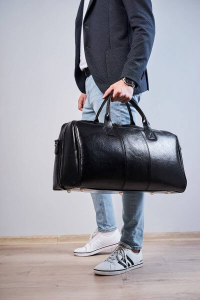 B5996-BLACK_03 Torba podróżna ze skóry naturalnej Brodrene R10 Czarna