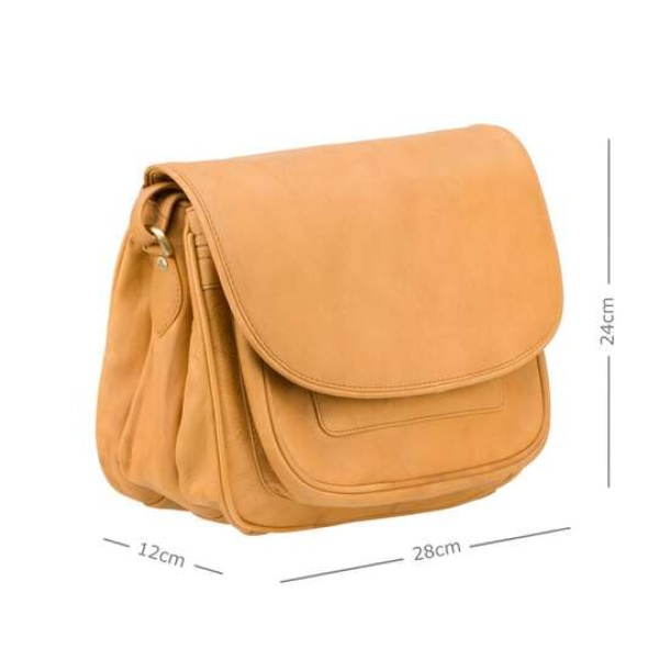 Skórzana torebka damska listonoszka Visconti V-2195 piaskowy