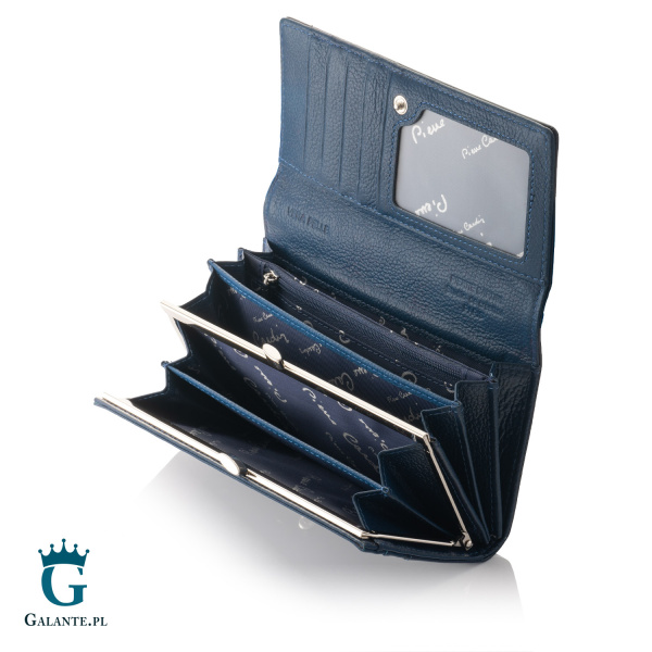 Portfel damski Pierre Cardin ze skóry włoskiej 06 ITALY 100 – granatowy
