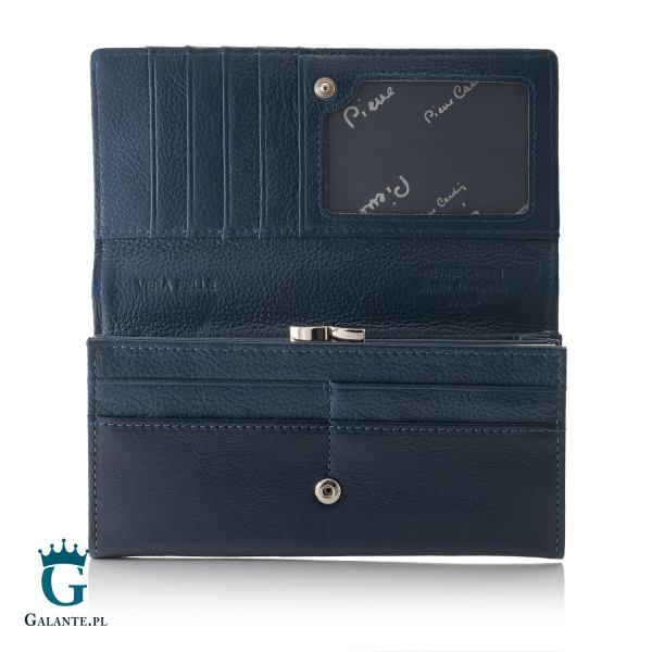 Portfel damski Pierre Cardin ze skóry włoskiej 06 ITALY 100 – granatowy