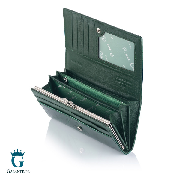 Portfel damski skórzany Pierre Cardin lakier zielony