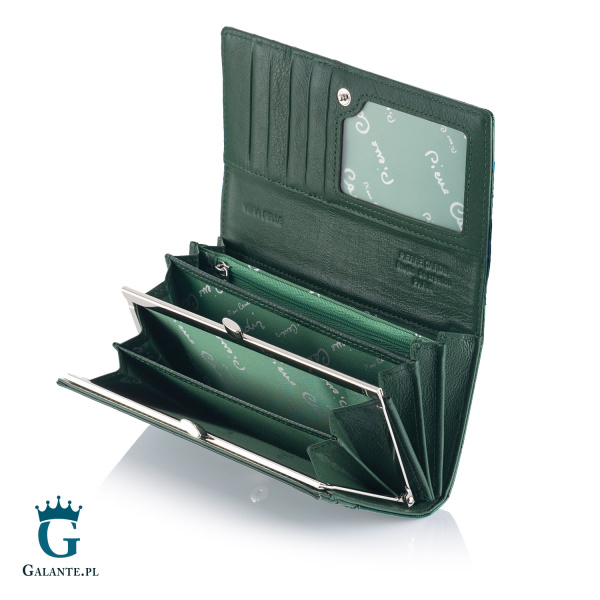 Portfel damski skórzany Pierre Cardin lakier zielony