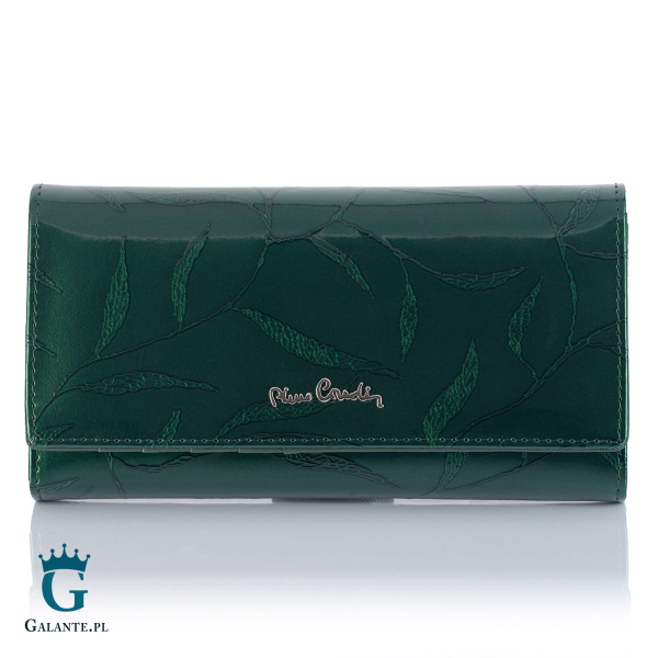Portfel damski skórzany Pierre Cardin lakier zielony