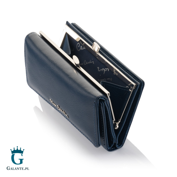 Mały portfel damski Pierre Cardin ze skóry włoskiej 06 ITALY 108 – granatowy
