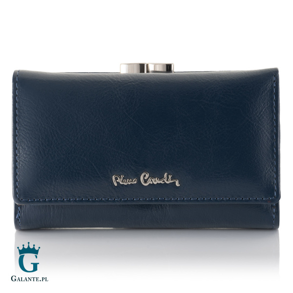 Mały portfel damski Pierre Cardin ze skóry włoskiej 06 ITALY 108 – granatowy