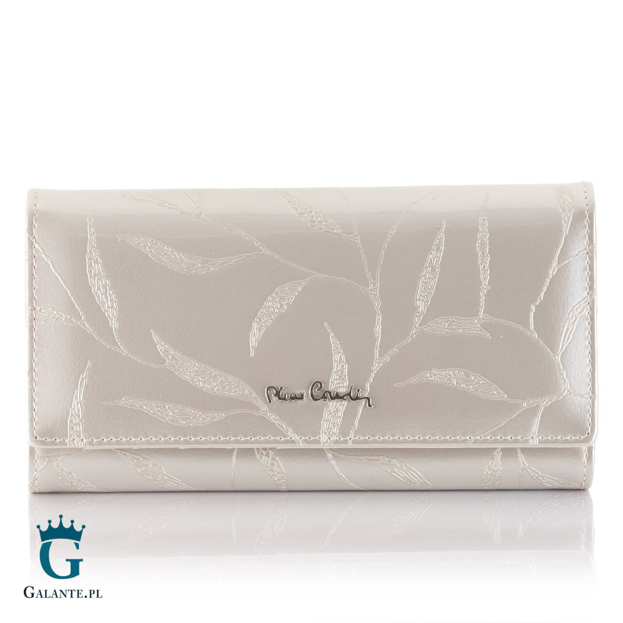 Portfel damski skórzany Pierre Cardin na bigiel srebrny