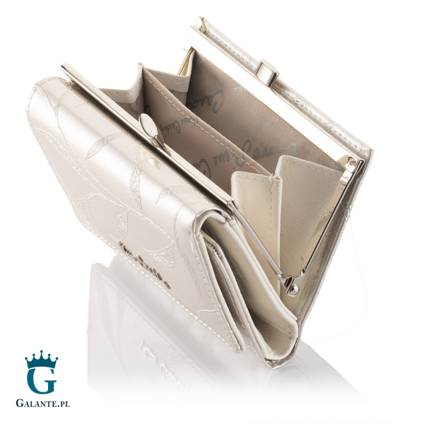 Portfel damski skórzany Pierre Cardin na bigiel srebrny