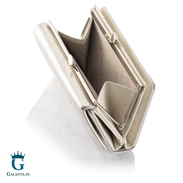 Portfel damski Pierre Cardin na zatrzask 02 LEAF 108 – Srebrny