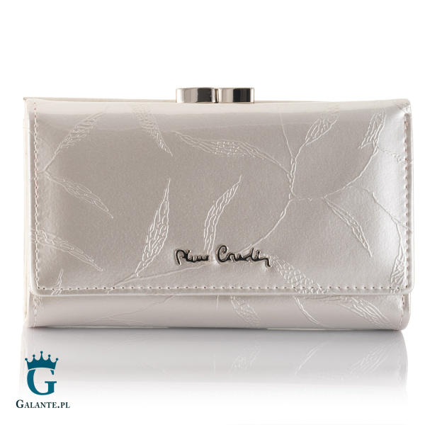 Portfel damski Pierre Cardin na zatrzask 02 LEAF 108 – Srebrny