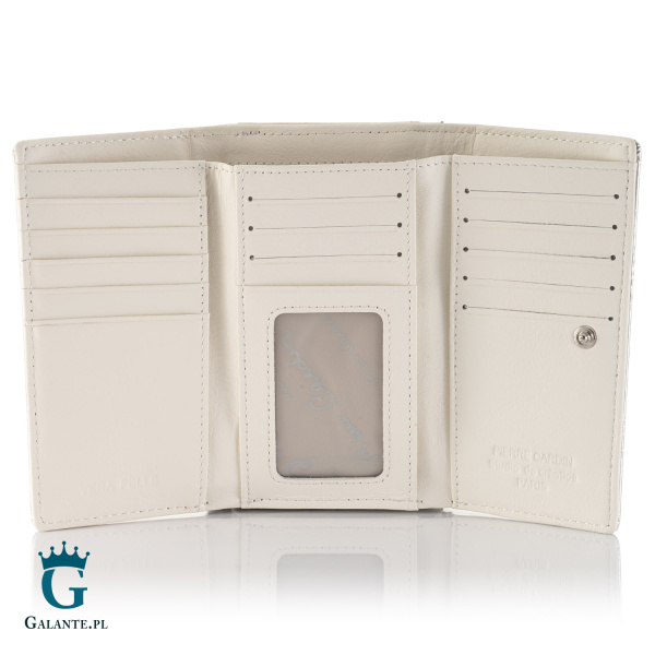 Portfel damski Pierre Cardin na zatrzask 02 LEAF 108 – Srebrny