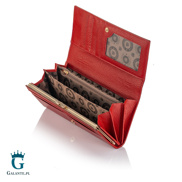 Czerwony Skórzany Portfel Damski PETERSON PL467 RFID