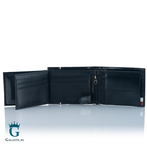 Czarny Skórzany Portfel Męski Orzeł Polski PETERSON 304P-02