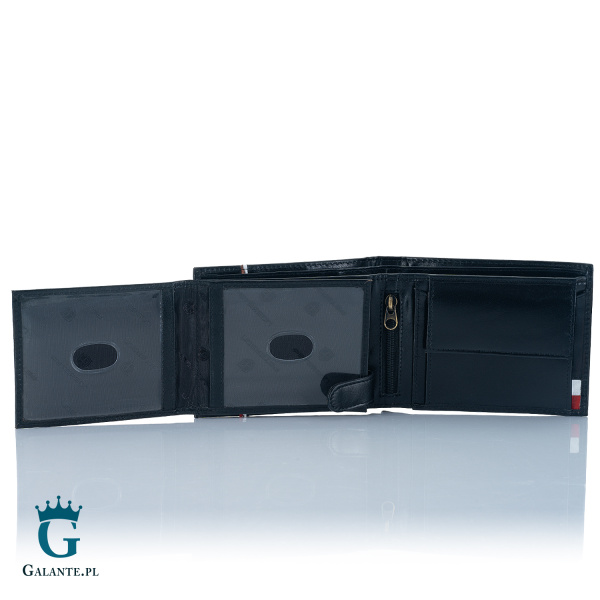 Czarny Skórzany Portfel Męski Orzeł Polski PETERSON 304P-02