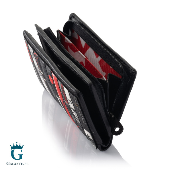 Mały czarny portfel damski Horrory Yoshi Y1089