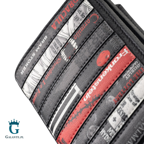 Mały czarny portfel damski Horrory Yoshi Y1089