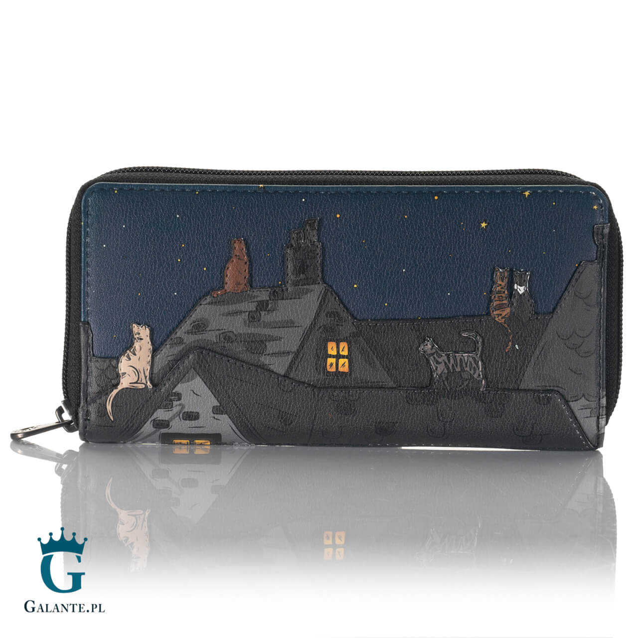 Mały czarny portfel damski Horrory Yoshi Y1089