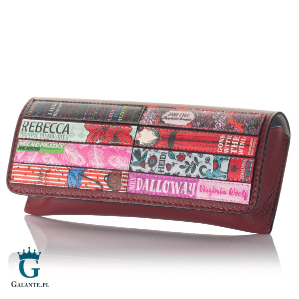 Wiśniowe skórzane damskie etui na okulary Literatura Yoshi Y4308