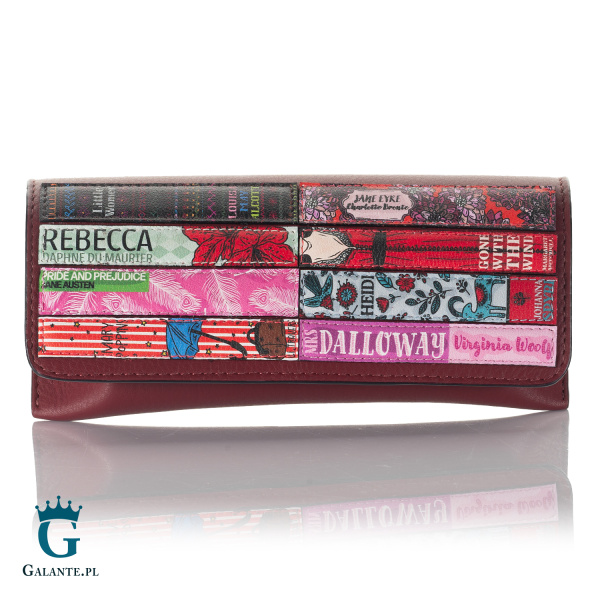 Wiśniowe skórzane damskie etui na okulary Literatura Yoshi Y4308