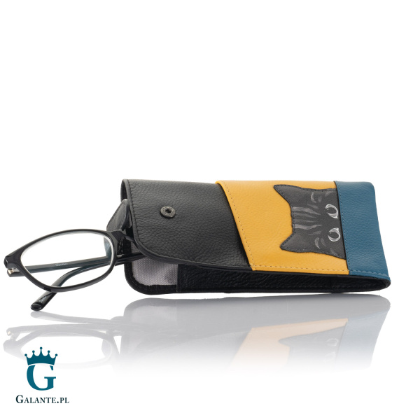 Skórzany futerał na okulary Ciekawski Kot Yoshi Y4309