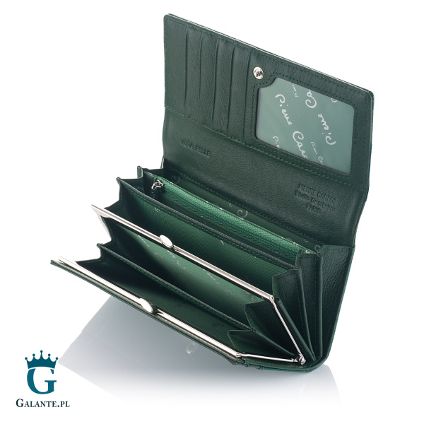 Damski portfel Pierre Cardin lakierowany zielony