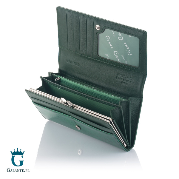 Damski portfel Pierre Cardin lakierowany zielony