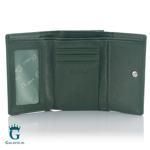 Mały Damski Portfel Pierre Cardin Lakierowany zapinany na bigiel 05 LINE 117 – zielony