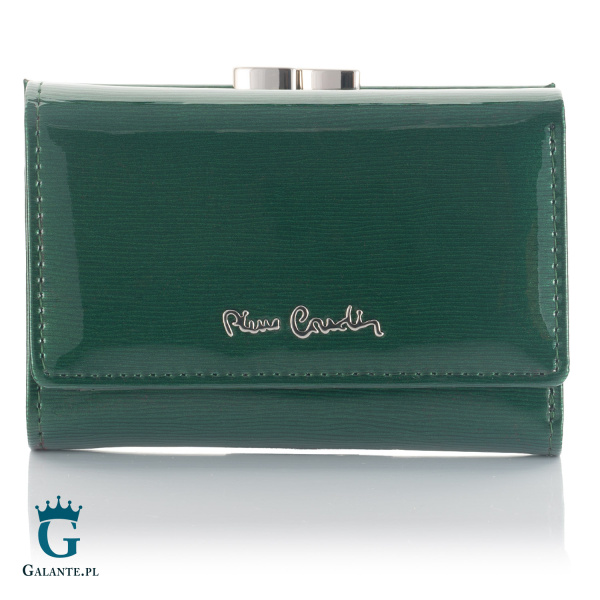 Mały Damski Portfel Pierre Cardin Lakierowany zapinany na bigiel 05 LINE 117 – zielony