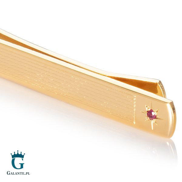 Złota spinka do krawata z rubinem SK-9008