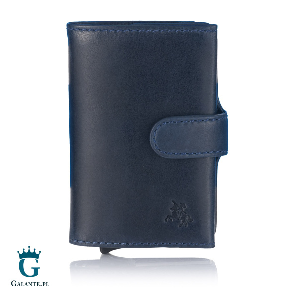 Cienka banknotówka męska z podajnikiem kart Visconti VSL-59 – granatowa