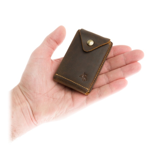 Skórzany Mikro Portfel na Karty i Banknoty Visconti RW-54 – brązowy