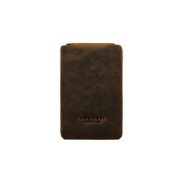Skórzany Mikro Portfel na Karty i Banknoty Visconti RW-54 – brązowy