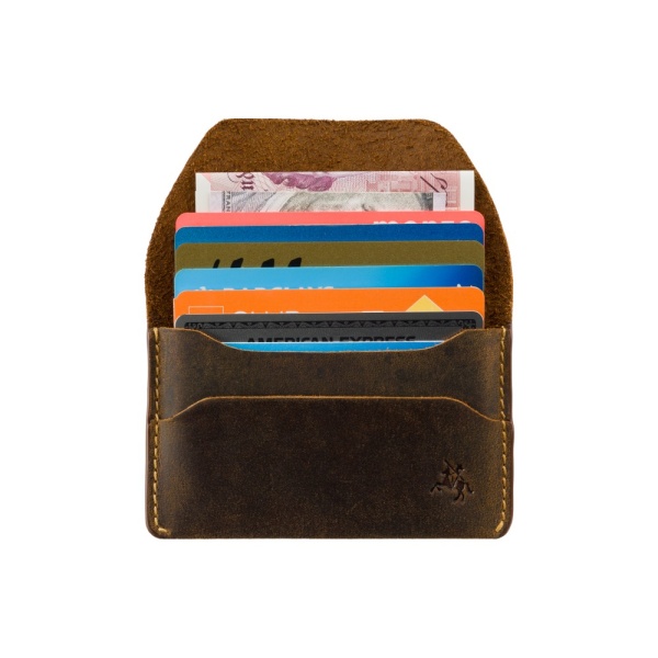 Skórzany Mikro Portfel na Karty i Banknoty Visconti RW-52 – brązowy