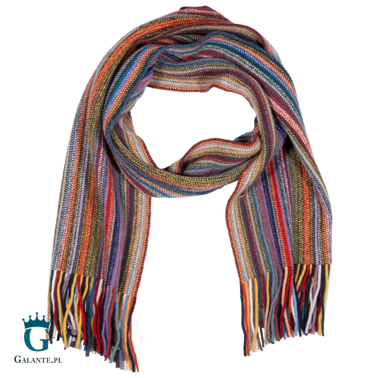 Ciepły szal wełniany w tonacji zieleni SW-021