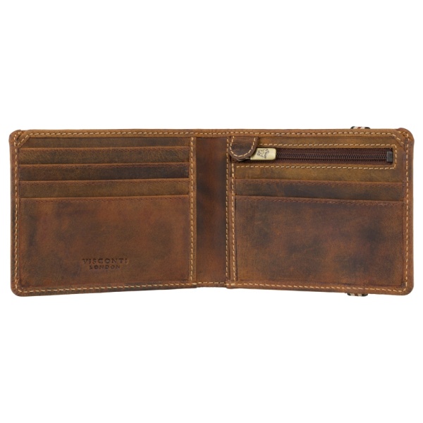 Skórzany portfel męski z opaską Visconti BN-3 brązowy