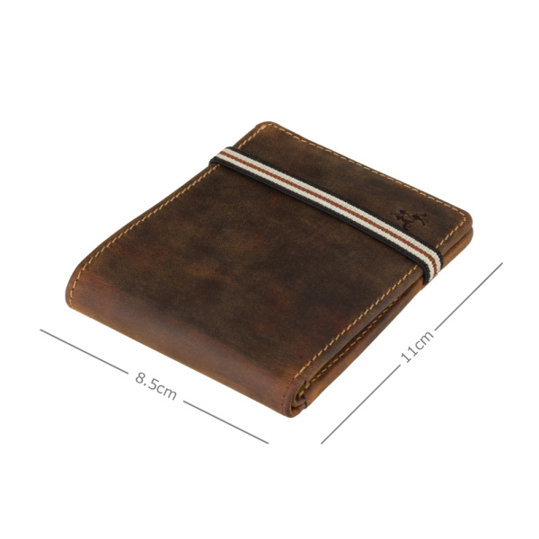 Skórzany portfel męski z opaską Visconti BN-3 brązowy