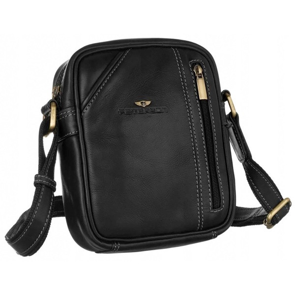 Skórzana saszetka męska PETERSON 8023-COM – czarny