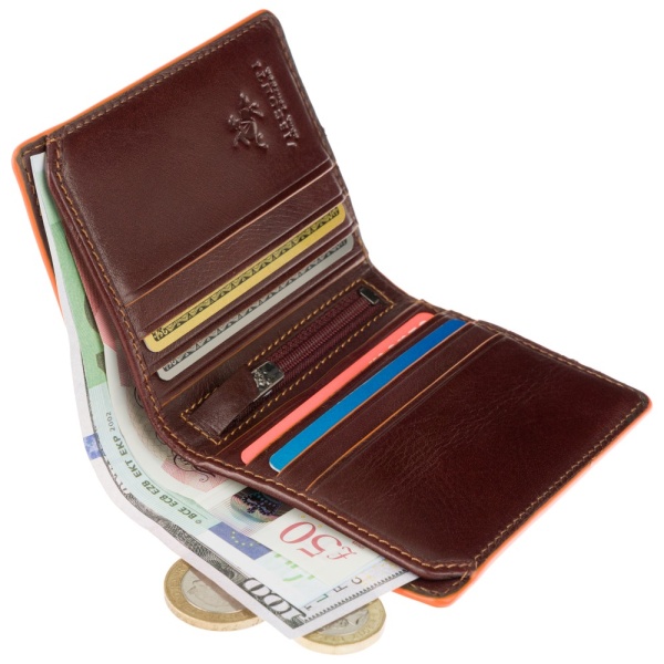 Mała skórzana banknotówka męska Visconti ALP-92 brązowa