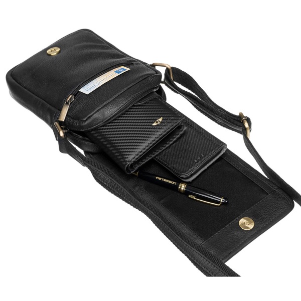 Czarna skórzana saszetka męska PETERSON 504-NDM