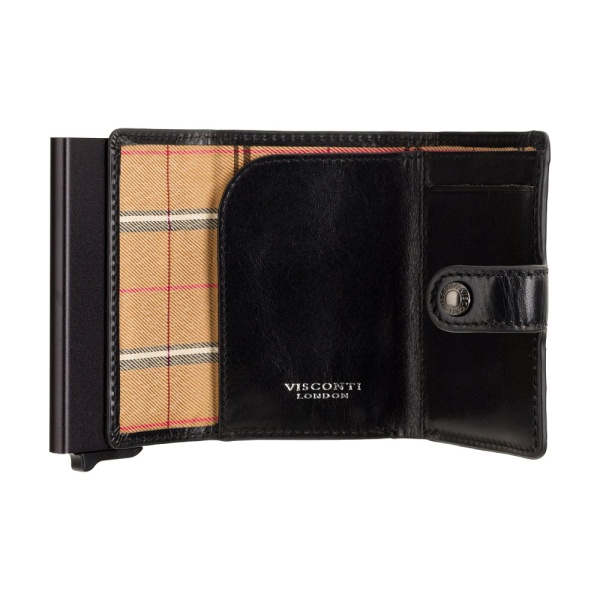 Mini banknotówka męska skórzana z podajnikiem kart Visconti