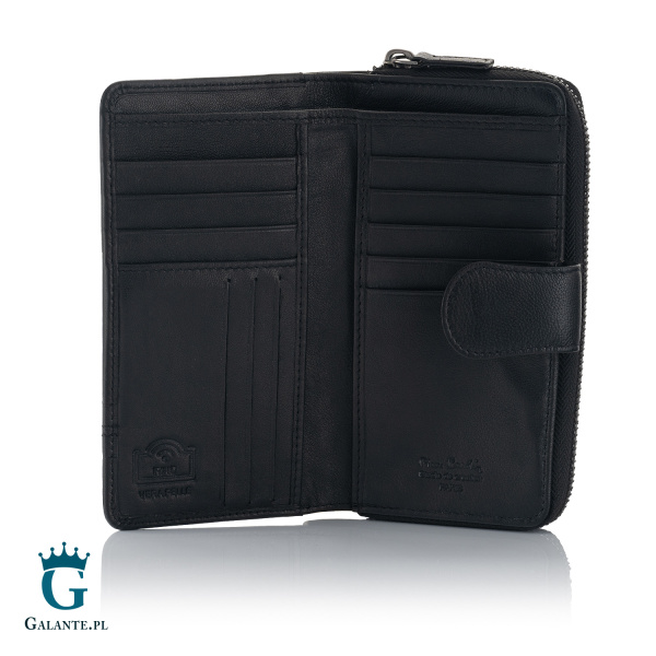 Portfel damski Pierre Cardin ze skóry naturalnej czarny