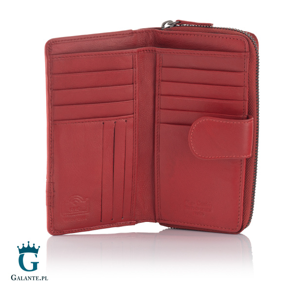 Portfel damski Pierre Cardin ze skóry naturalnej czerwony