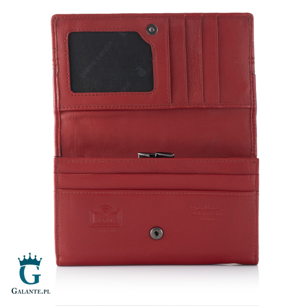 Portfel damski Pierre Cardin ze skóry naturalnej czerwony