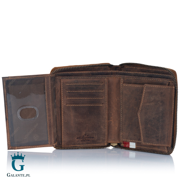 Portfel Męski Nubuk na Zamek PETERSON Barwy Polski 340P-01 – brązowy