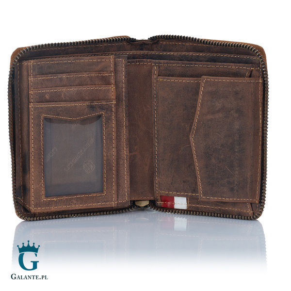 Portfel Męski Nubuk na Zamek PETERSON Barwy Polski 340P-01 – brązowy