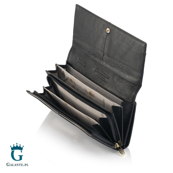 Duży Lakierowany Portfel Damski PETERSON 42100 – czarny