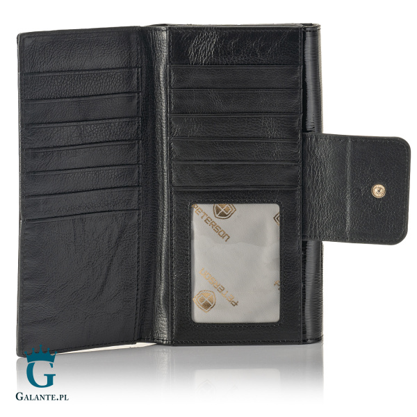 Duży Lakierowany Portfel Damski PETERSON 42100 – czarny