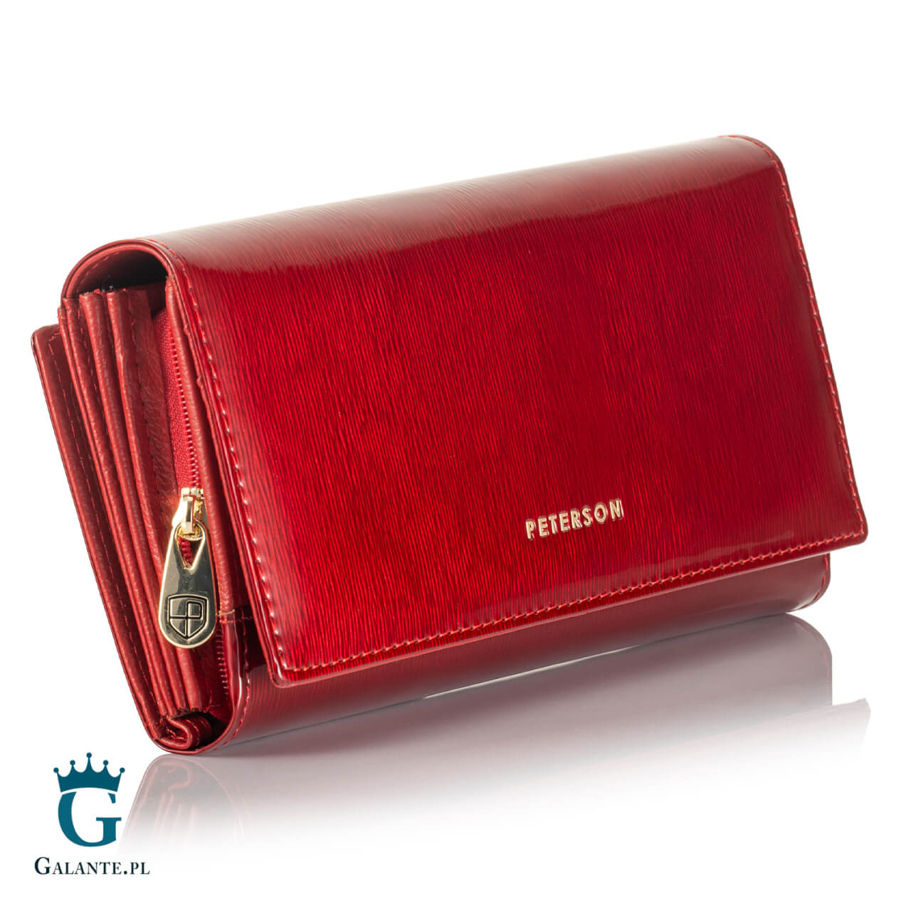 Duży Lakierowany Portfel Damski PETERSON 42100 – czarny