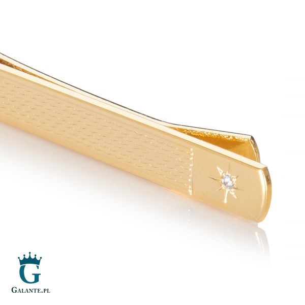 Złota spinka do krawata z cyrkonią SK-9108