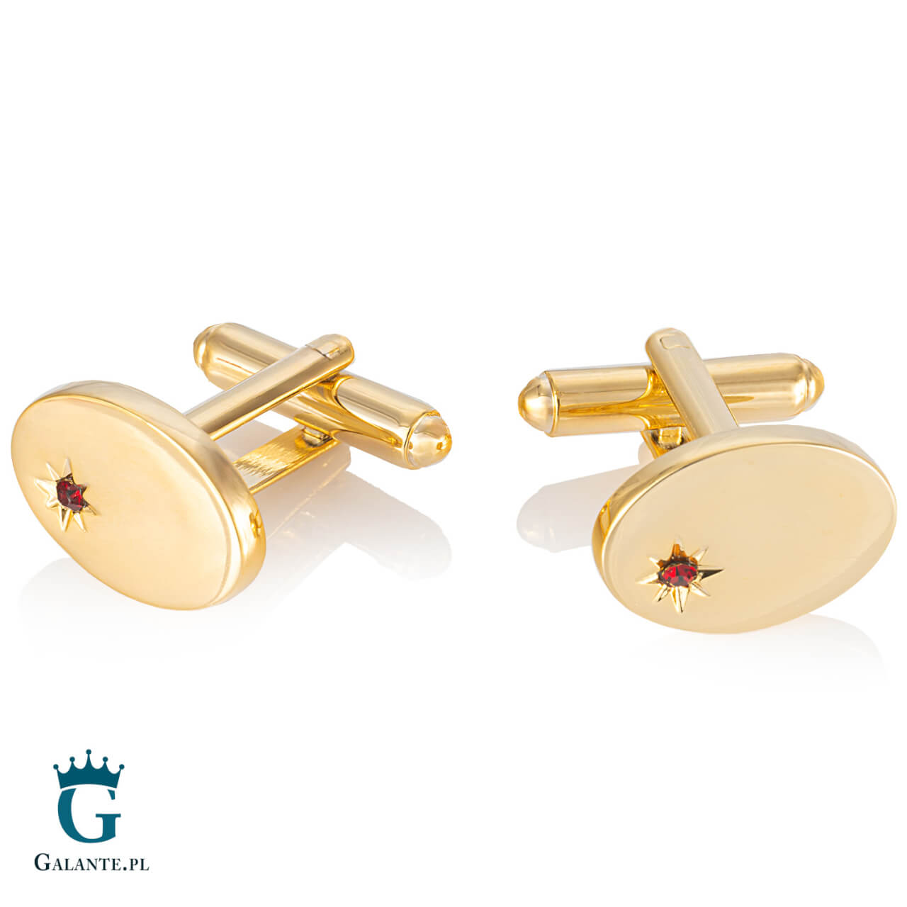 Złote spinki do mankietów z kryształem PS-073