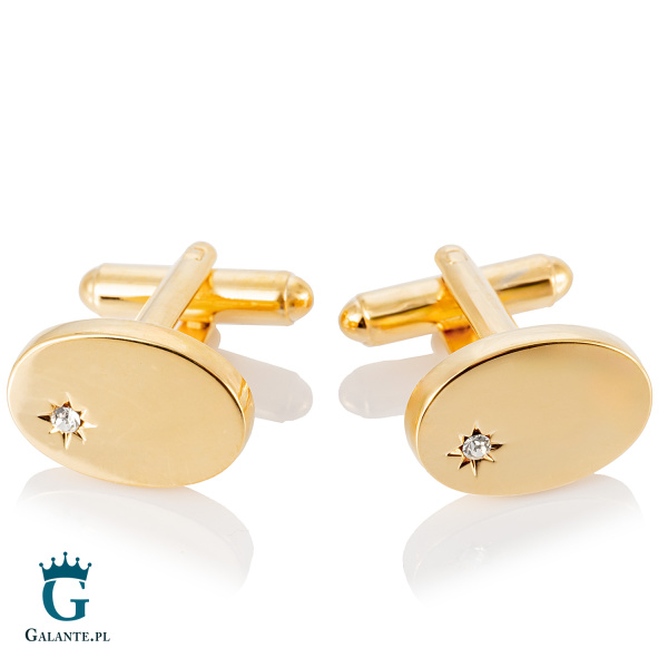 Złote spinki do mankietów z kryształem PS-073